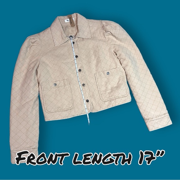 🎉HP🎉 NWT Vernacular Puff Sleeved Cropped Quilted Jacket in Cream. Size Large - Picture 6 of 16